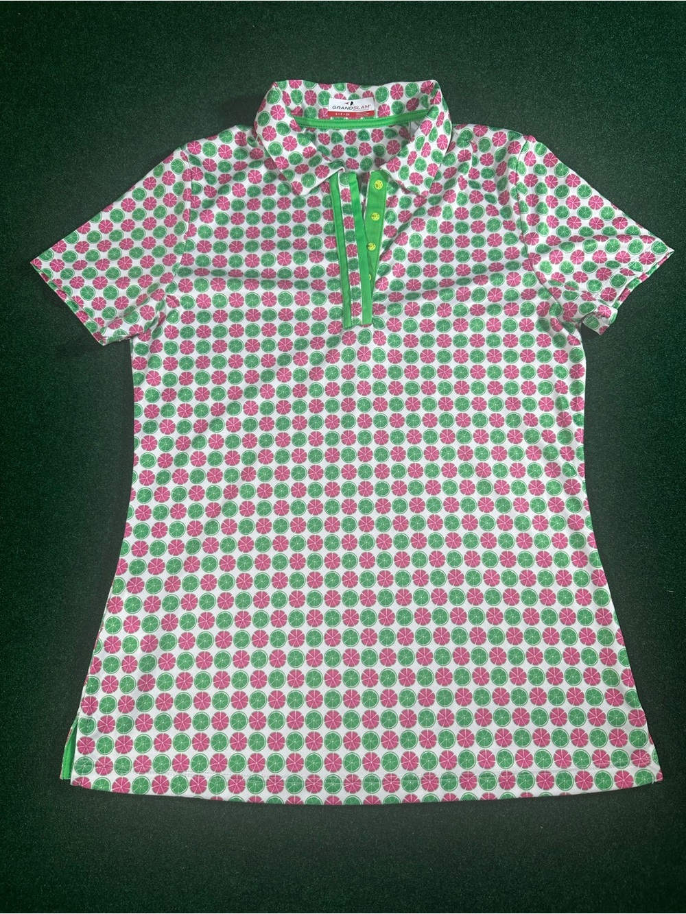 Grand Slam Pink and Green Citrus Print Polo